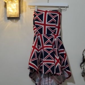 Strapless asymmetrical peplum dress